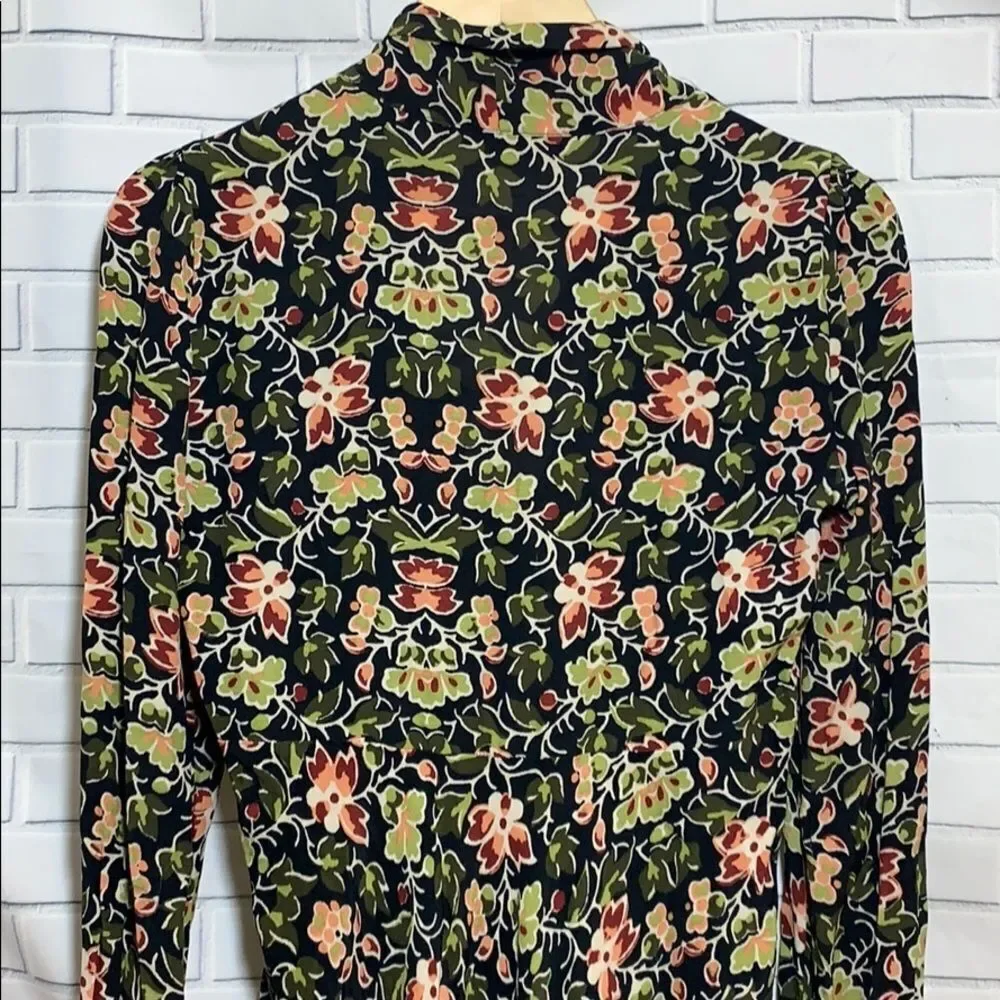 Zara‎ Woman Tie Neck Black Floral Dress Sz S